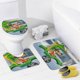 thumbnail image 4 of Hong Kong Phooey-theme 4-Piece Shower Curtain Set with Rugs, Waterproof Bathroom Decor Set Includes Bath Mat, U-Shaped Rug, Toilet Lid Cover and Curtain with Hooks, 4 of 6
