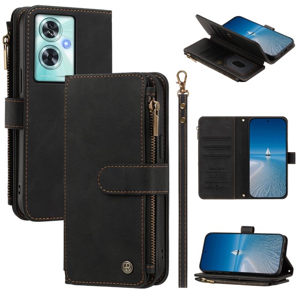 Funda Cartera OnePlus Nord N30 SE 5G con Cremallera, Negro