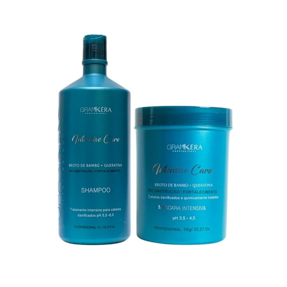 Set Shampoo + Máscara Cuidado Intensivo Bambú y Queratina GranKéra Profissional
