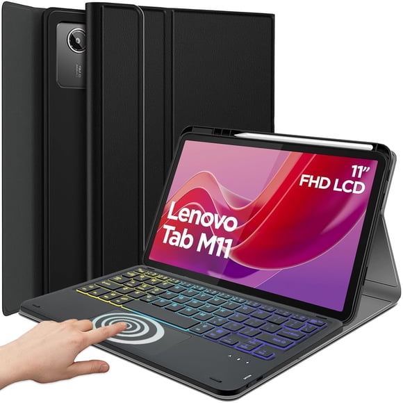 Funda de teclado DKAHOEE con panel táctil retroiluminado para Lenovo Tab M11 de 11 pulgadas