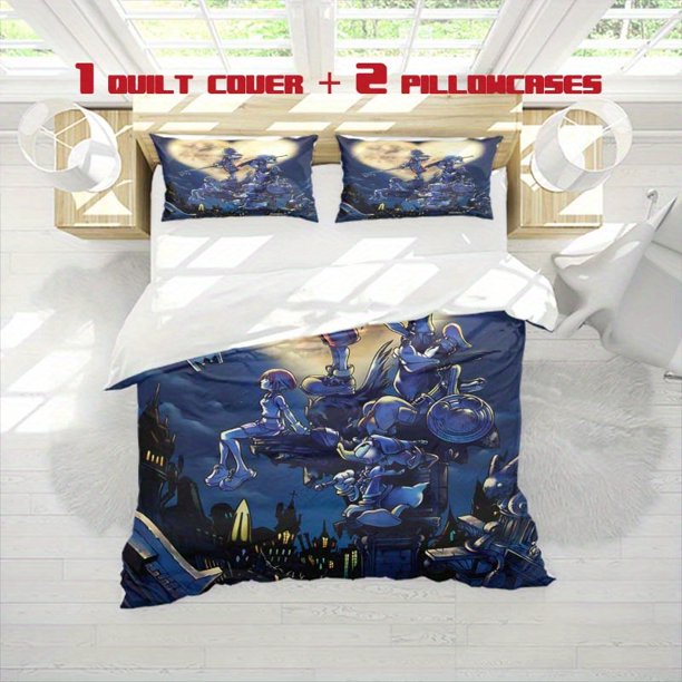 3pcs Kingdom Hearts Character Mochizuki Print Three Piece Bedding Set Soft Quilt Cover And Two Pillowcases