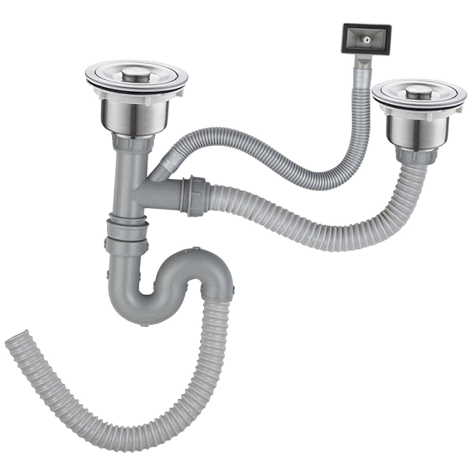 Bothyi - Manguera De Drenaje Flexible Extensible Para Fregadero De Cocina, Tubo De Drenaje Para Fregadero Doméstico, Cocina, Doble Ranura