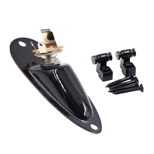 Retenedor de cuerdas de árboles de cuerda de rodillo de guitarra y placa de Jack cargada con tornillos de montaje para piezas de accesorios de , negro
