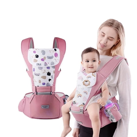Babymine - Porta Bebé Ergonómico Asiento Multifuncional 6 En 1 Rosado