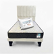 thumbnail image 1 of Cama Plaza y Media con Colchon + Pack de Almohadas Tapizado en Felpa Blanco, 1 of 5