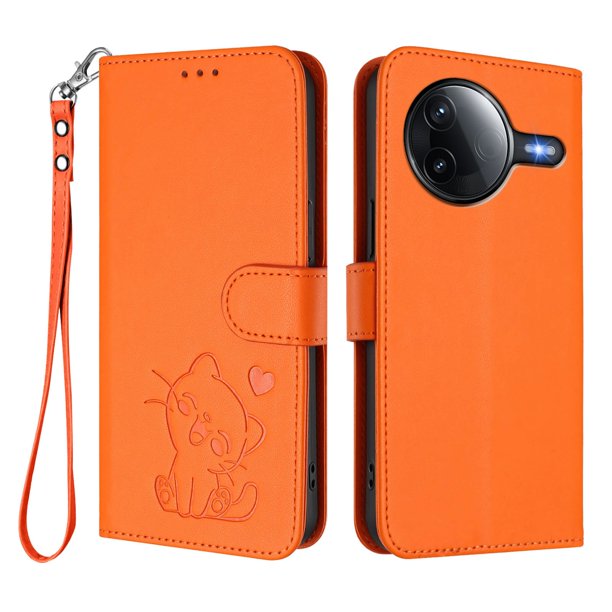 Funda Billetera con Espacio para Fotos para Xiaomi POCO F7 Pro, Naranja