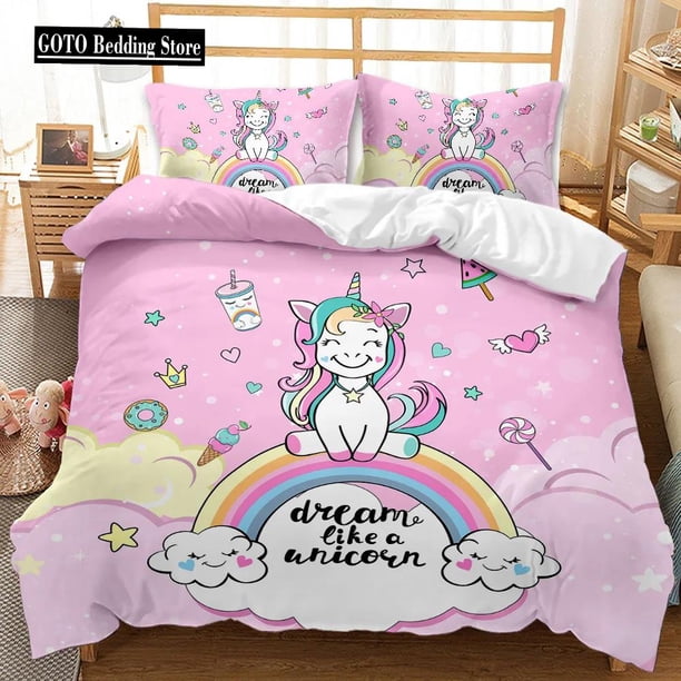 v568 Bed Sheets High Quality Western Bedding Set Winter Duvet Cover Sets Cartoon Unicorns Reactive Printing Kids Adult Bedding Set x 3-Piece Bedding Set (1 Duvet Cover + 2 Pillow Shams) Bed Sheets ju5