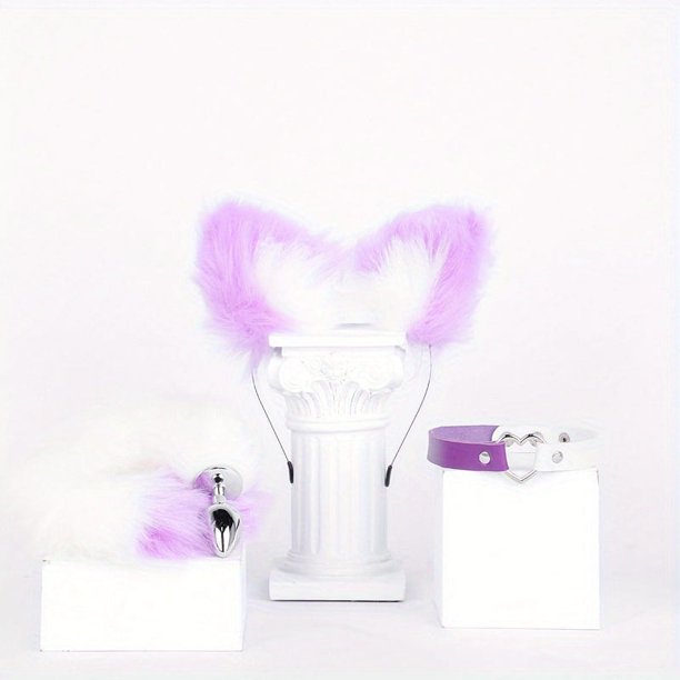 3pcs/set SM Props Rear Court Anal Plug with Fox Hair Clip - Adult Sex Toys for Enhanced Pleasure