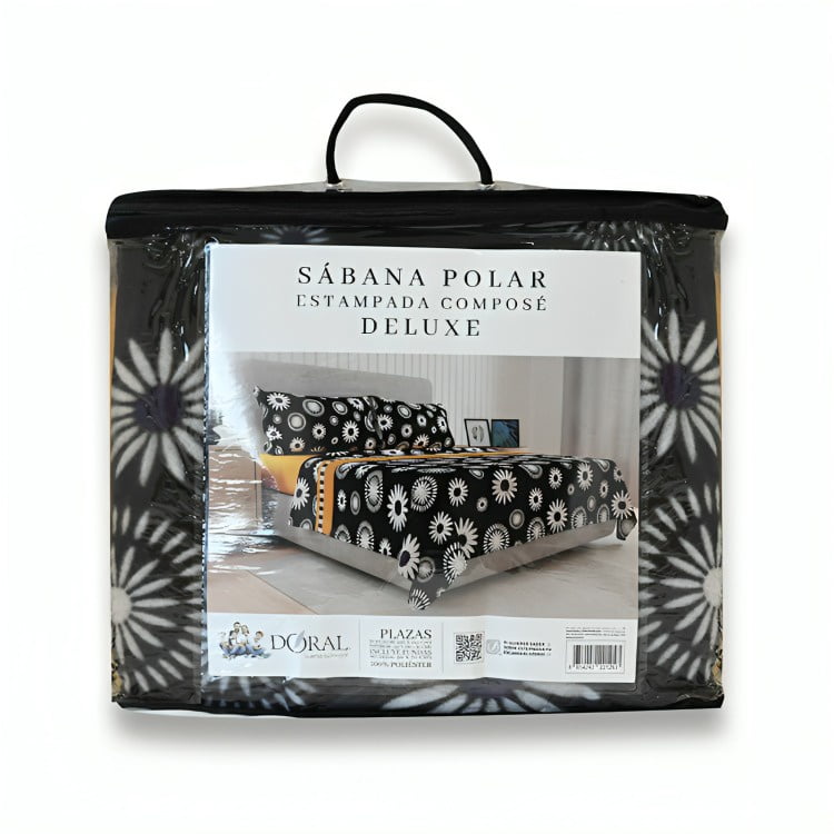 Sábanas De Polar Composé King / Flor Negro Salmón – Doral