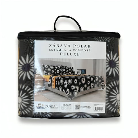 Sábanas De Polar Composé King / Flor Negro Salmón – Doral