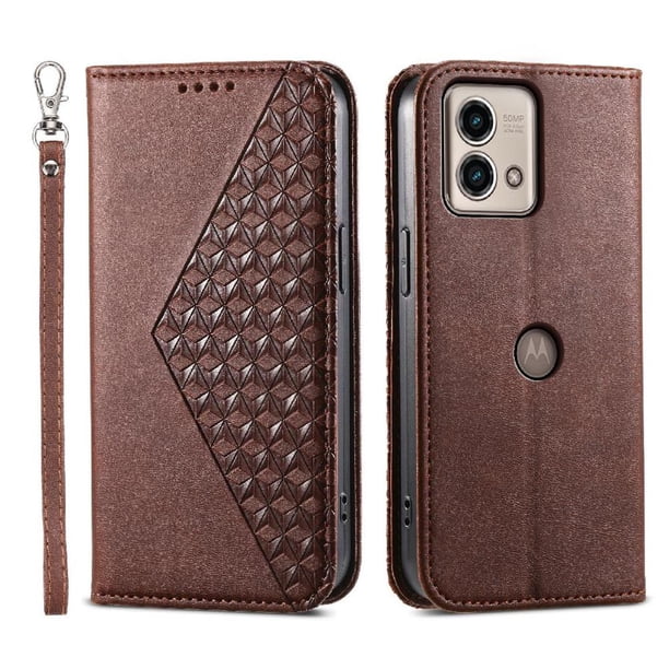 Funda Flip FOXDOCK para Motorola Moto G Stylus 5G 2023 , Estilo Billetera con Diseño Rombo, Correa de Mano y Soporte, Uso Diario