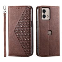 Funda Flip Foxdock Para Motorola Moto G Stylus 5G 2023 , Estilo Billetera Con Diseño Rombo, Correa De Mano Y Soporte, Uso Diario