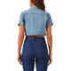 thumbnail image 3 of INSPIRE CHIC Chaqueta de Jean Recortada de Manga Corta con Cuello Vuelto para Mujer de Regreso a Clases, Denim Lavado Azul Claro M, 3 of 6