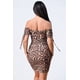 thumbnail image 3 of Vestido Ajustado Fruncido con Hombros Descubiertos y Estampado de Leopardo, 3 of 5