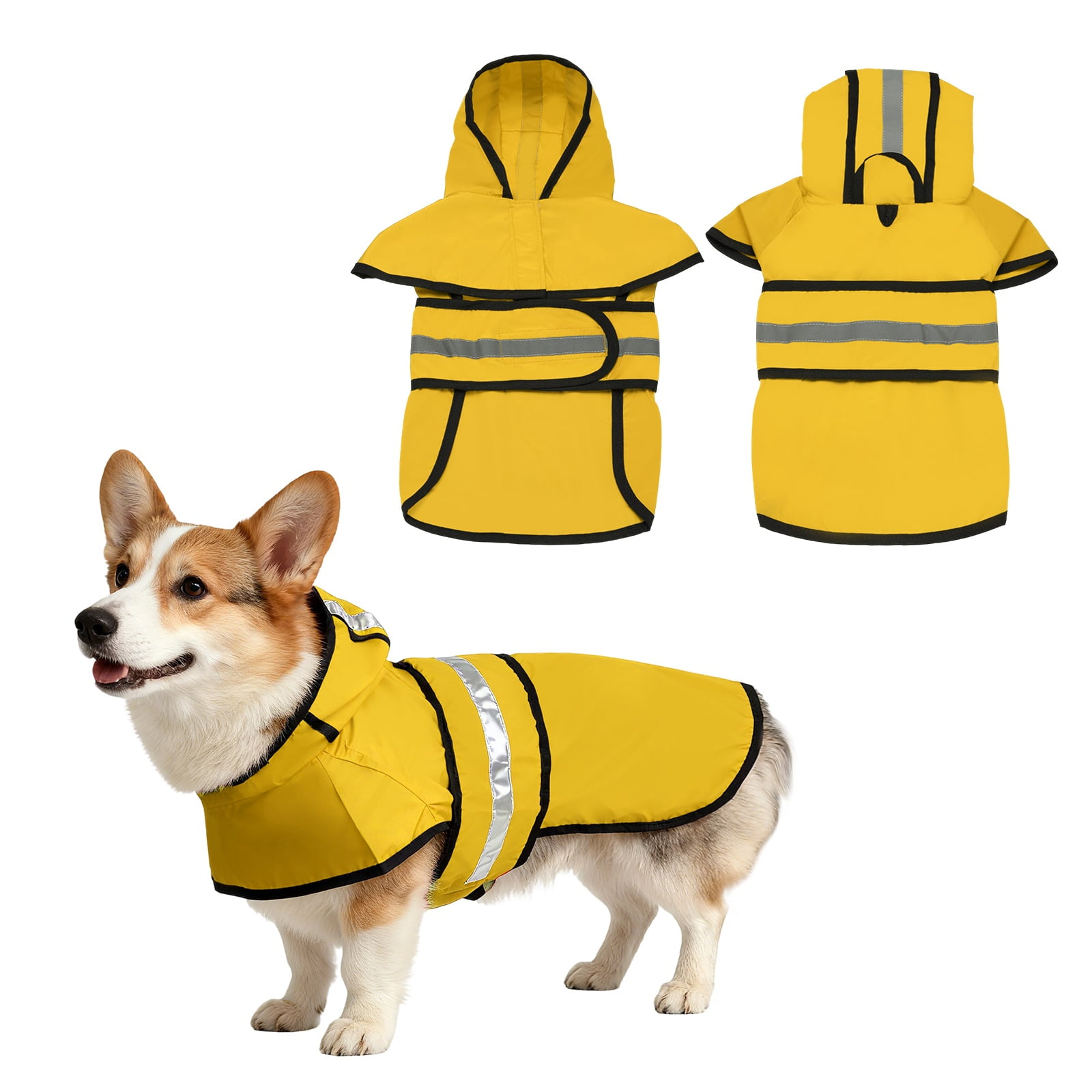 Impermeable para Perros Uxcell, Chaqueta Impermeable para Mascotas con Agujero para Correa con Capucha, (Amarillo, XS), Destinado para Cachorros