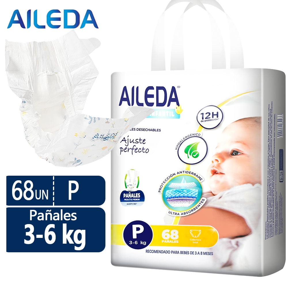 Aileda Pañales Infantiles Desechables Talla P Sin Género 68u