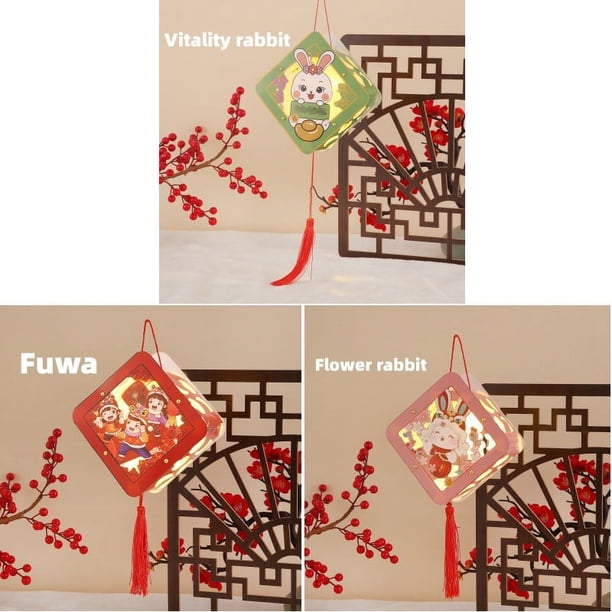 Chinese New Year Decoration,Year Of The Rabbit Lantern,Festival Lunar New Year Decor,Happy New Year,Spring Festival,Handmade Lanterns,Making DIY Materials,Kindergarten Portable Luminous,Paper Lanterns