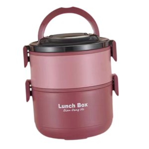 Bothyi - Fiambrera Para Adultos, Contenedor De Almuerzo Aislado Portátil Apilable Para Trabajo De Oficina, Rojo, 2 Capas