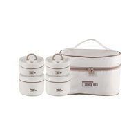 Magideal - Juego De Fiambreras Aisladas De 4 Piezas, Caja Bento, Apilable, Redonda, Para Almacenamiento De Alimentos Fríos O Calientes Con Bolsa, Contenedor De A Beige