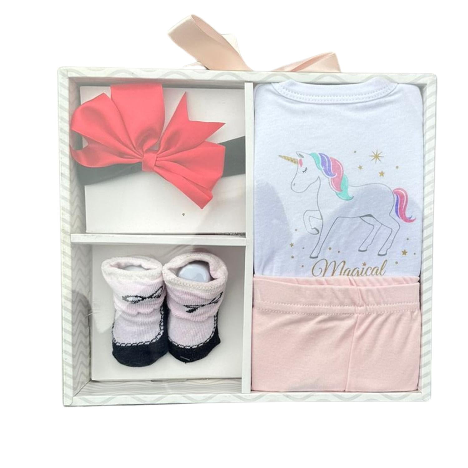 Kivara - Set Bebe Ajuar Recien Nacido 4 Piezas En Caja Regalo Niña Multicolor 0-3 Meses