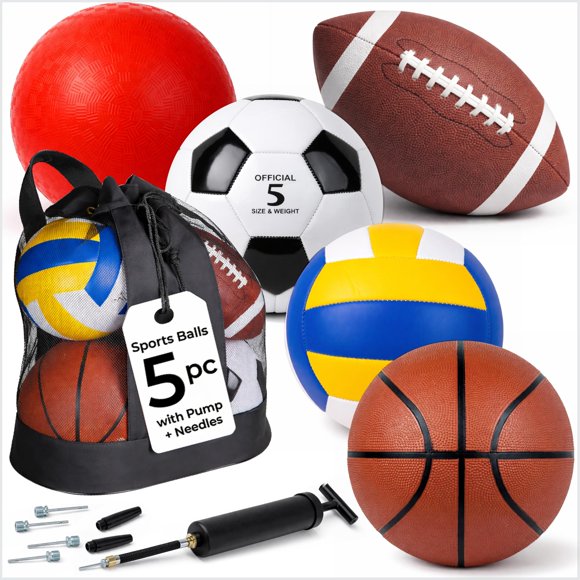 Set de 5 Pelotas Deportivas WILDARC con Bomba y Bolsa