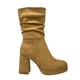 thumbnail image 3 of Bota de Mujer Camel con Plataforma y Diseño Arrugado, 3 of 5