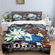 thumbnail image 1 of v2125 Bed Sheets Exquisite Cartoon S-Sonic Wallpaper Anime Digital Printing Bedding Set Duvet Cover Comforter Bed Youth Kids Girl Boys Gift 3-Piece Bedding Set (1 Duvet Cover + 2 Pillow Shams) Bed S, 1 of 5