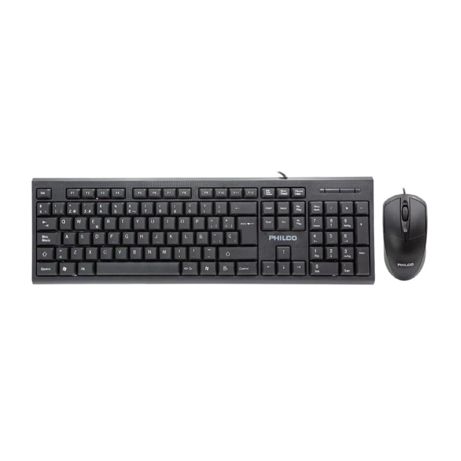 Philco - Kit Teclado 104 Teclas Y Mouse 1200dpi 3 Botones Negro