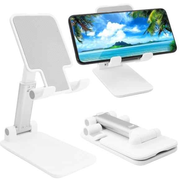 Soporte para teléfono celular szwilnis de escritorio plegable blanco