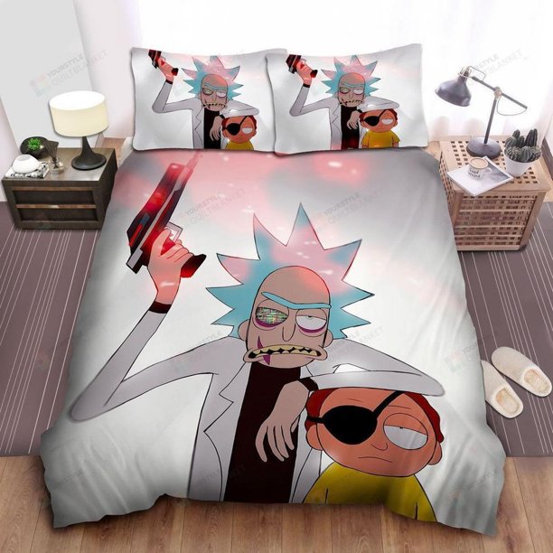 Evil Rick And Eye Patch Morty Quilt Duvet Cover Set Home Textiles Bedroom Decor3-Piece Bedding Set