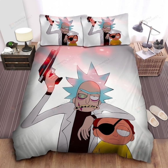 Evil Rick And Eye Patch Morty Quilt Duvet Cover Set Home Textiles Bedroom Decor3-Piece Bedding Set