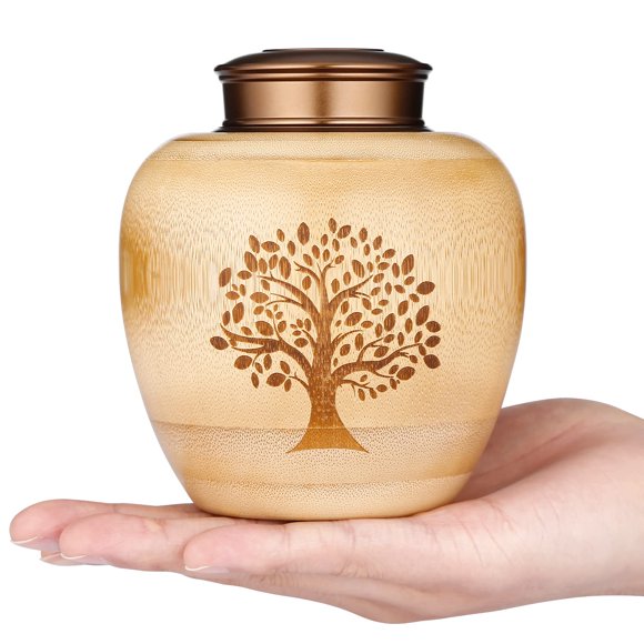 Urnas funerarias HOOMTREE, diseño pequeño de bambú con forma de árbol de la vida