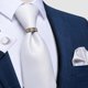 thumbnail image 1 of Corbata Hombre Seda En Caja + Anillo Dorado, Paño Y Colleras blanco Talla Única, 1 of 3