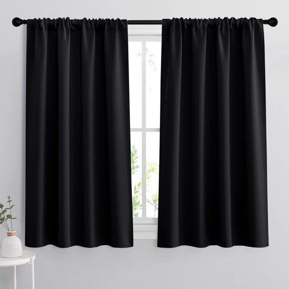 Bloque de luz solar Blackout Curtains RYB HOME de 42 x 45 pulgadas, color negro