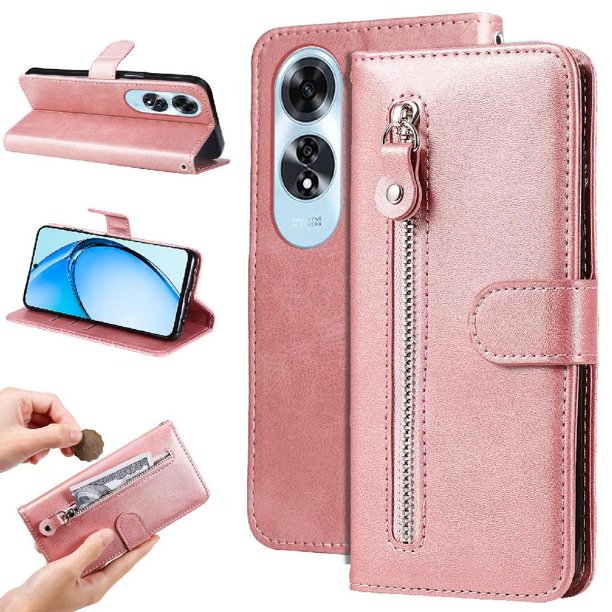 Funda con Cremallera para OPPO A60 4G, Carcasa Cartera de Cuero PU con Soporte y Tarjetero
