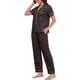 thumbnail image 4 of INSPIRE CHIC Pijama para Mujer Manga Corta Ropa de Dormir Camisones Botón Abajo Estampado Cuello Solapa Cintura Elástica Pantalones Anchos Rectos 2XL Negro, 4 of 6