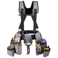 Cinturón Para Herramientas Zmgm Con Tirantes 22 Bolsillos Gris Pesado