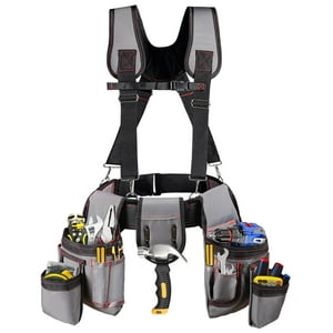 Cinturón Para Herramientas Zmgm Con Tirantes 22 Bolsillos Gris Pesado