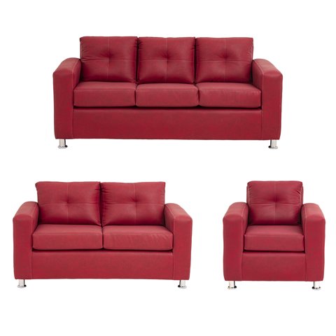 Muebles América - Living George 321 Cuero Auris Burdeo