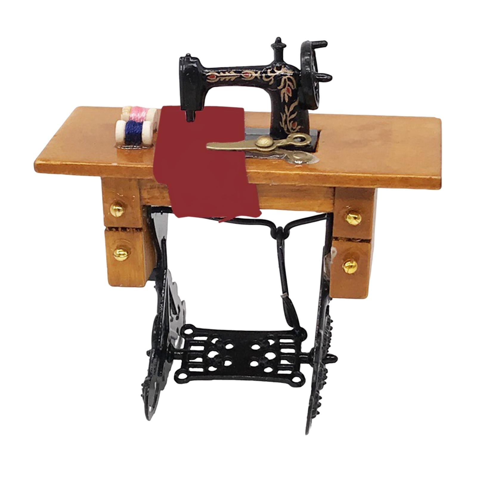 Magideal - De Madera 1:12, Máquina De Coser En Miniatura, Adorable, Moderno, Delicado, Mini Juguete De Simulación Para Dormitorio,