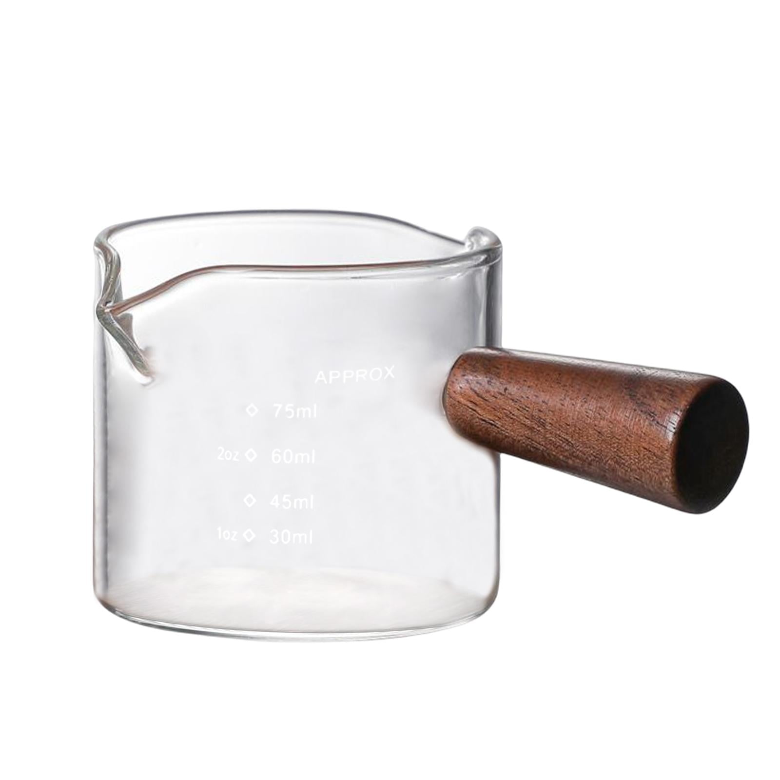 Magideal - Vaso Medidor De Vidrio Con Doble Boquilla, Vaso Pequeño Para Leche, Resistente Al Calor, Con Escala, Para Cócteles, Café, Bar, Vino Y Leche. , 75ml