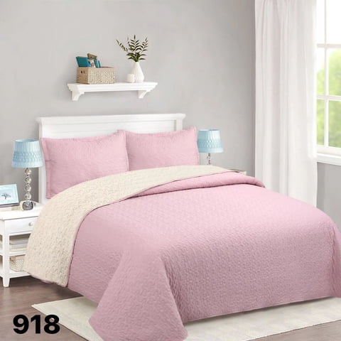 Genérico - Cubrecama Sherpa 1 1/2 Plazas - Palo Rosa M918