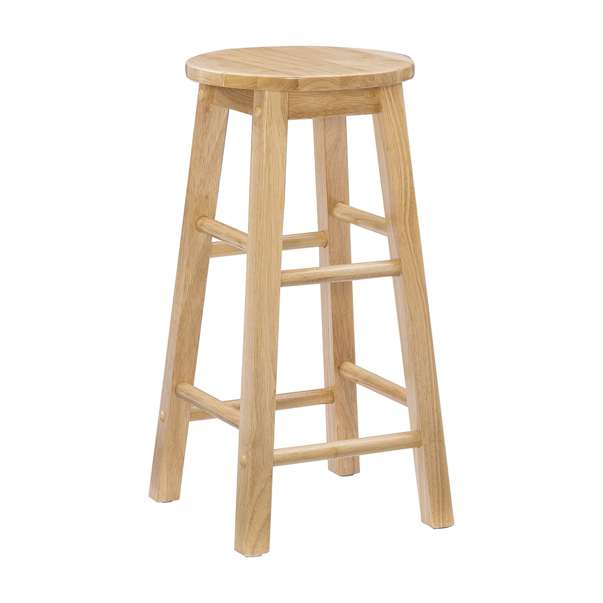 Taburete Linon Natural Con Asiento Redondo De 24 Pulgadas