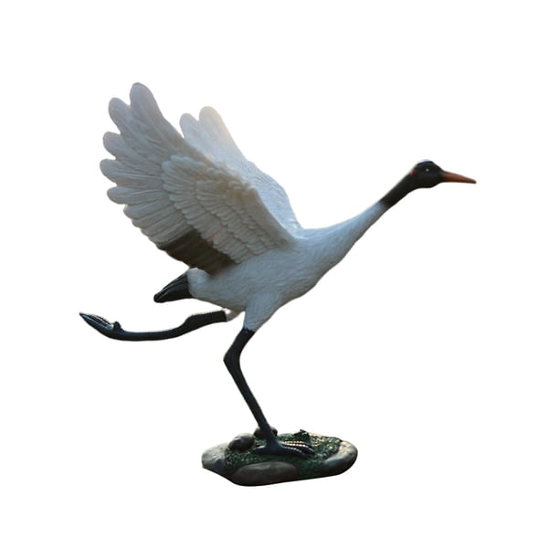 Esculturas de grúa al aire libre, adornos de grúa de escultura de pájaro, estatuilla de animales para césped, patio, estanque, patio, jardín de hadas 28x15x23.5cm
