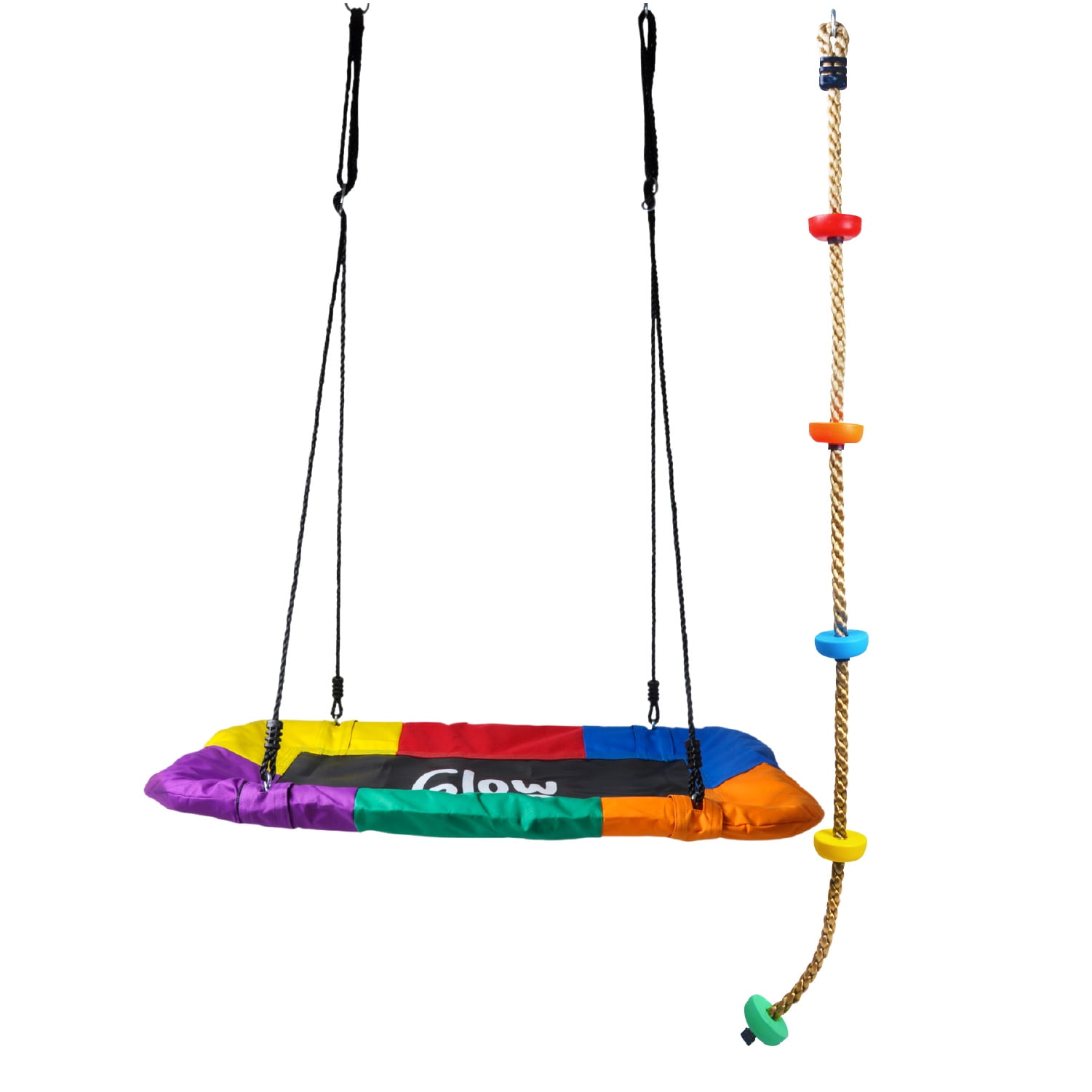 Pack Columpio Hamaca Rectangular + Escalador Glowup Multicolor