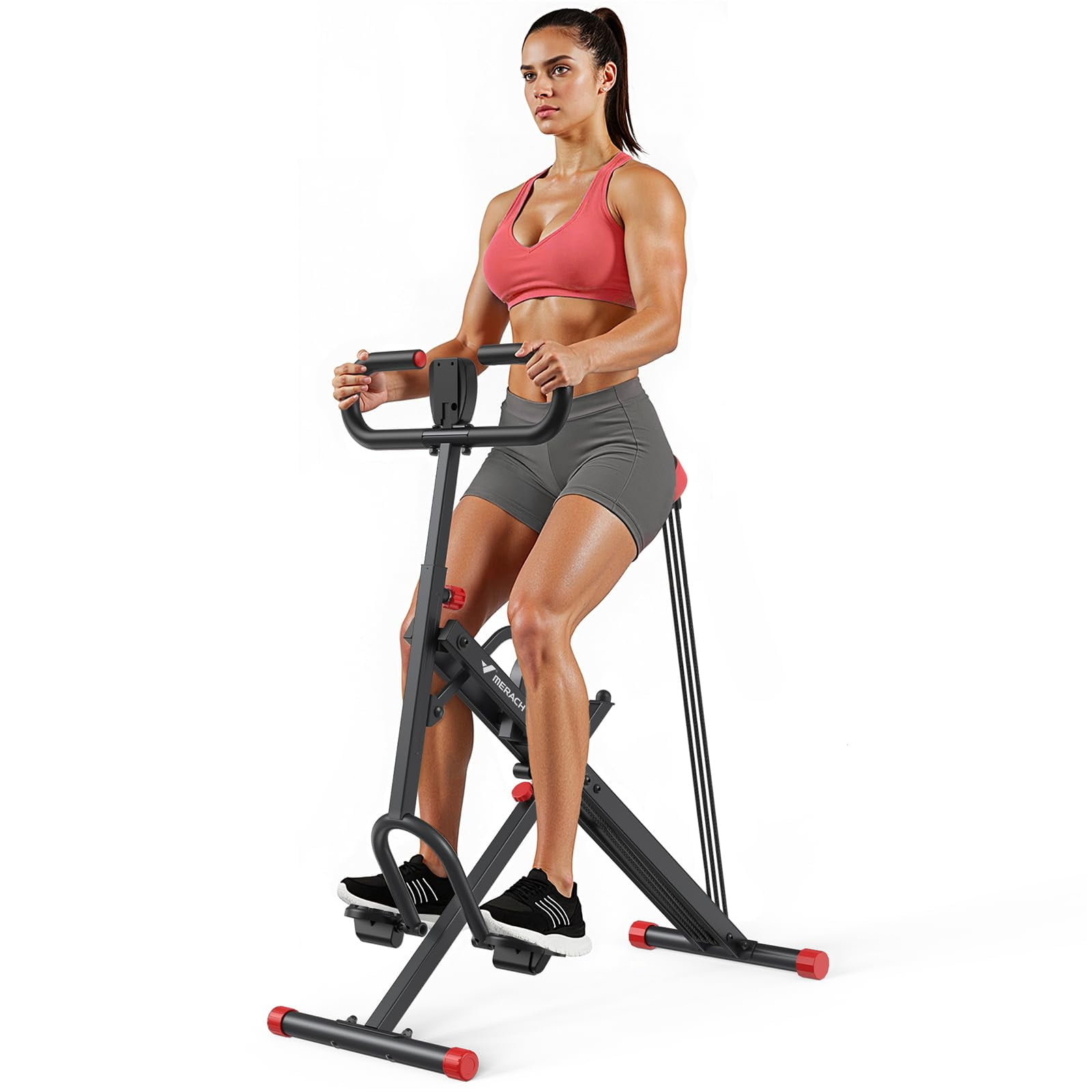 Máquina De Sentadillas Merach R07 2 En 1 Para Remar En Cuclillas, Plegable, Negra Y Roja