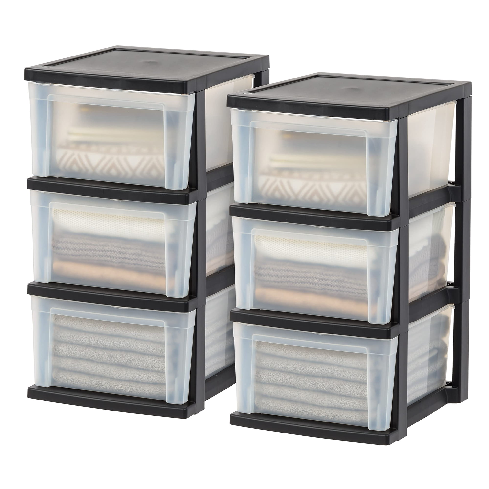 Iris Ohyama - Organizador De Almacenamiento Con Cajones De Plástico Iris Usa, 3 Cajones, Paquete De 2