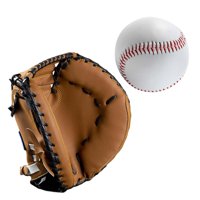 Ioensy - Guantes De Receptor De Béisbol Pu Con Pelota De Béisbol Teeball Guante Hombres Mujeres Unisex Marrón