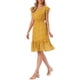 thumbnail image 4 of INSPIRE CHIC Vestido Floral de Mujer con Mangas Volantes Cuello en V Fruncido Volante Vestidos Casuales Naranja Amarillo XL, 4 of 6