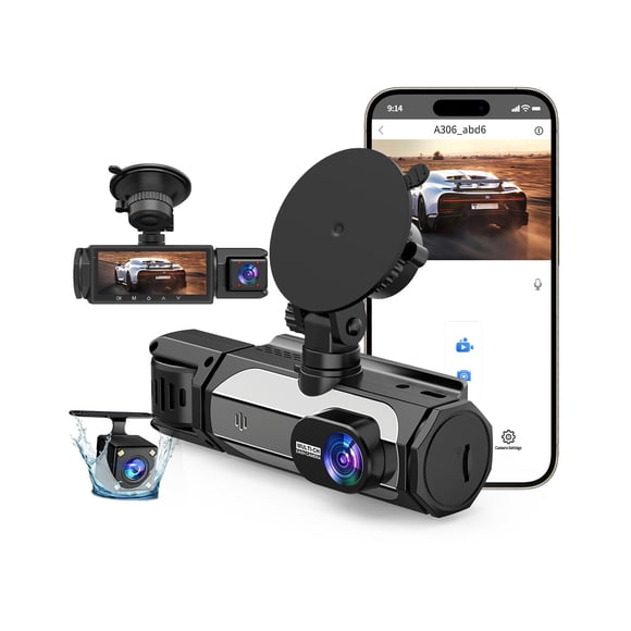 Cámara para auto YUINWEN S3 de 3 canales, 1080P, WiFi, visión nocturna